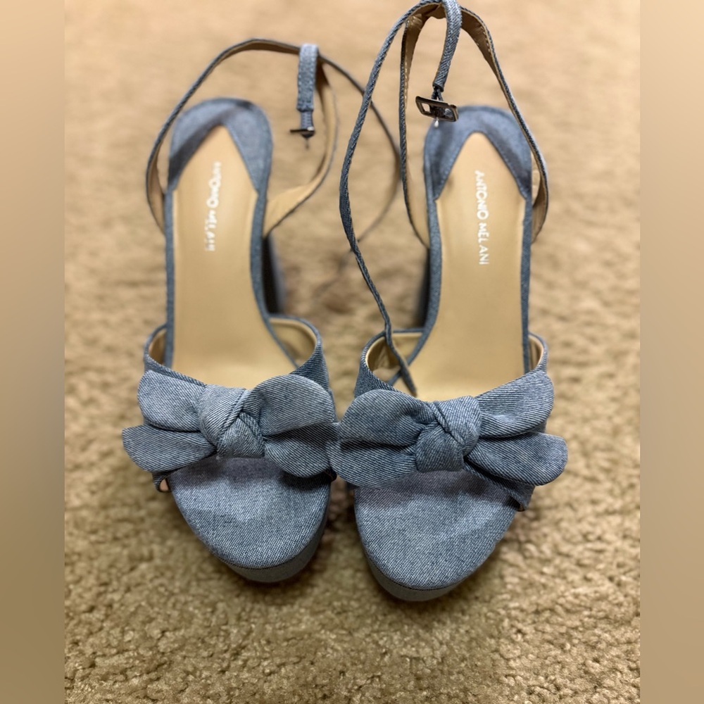 ANTONIO MELANI Denim Blue Bow Heels